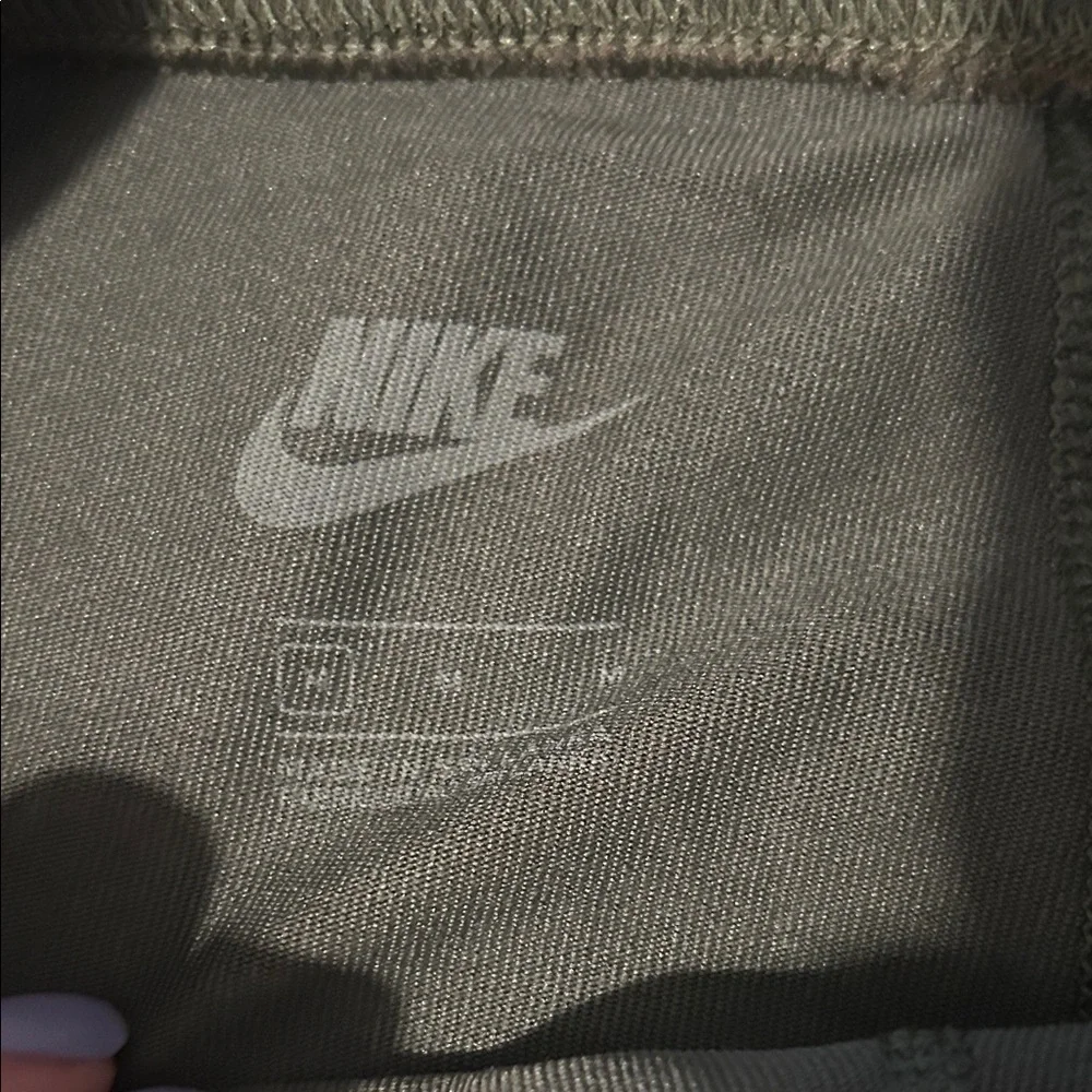 Nike Olive Green Women's Bike Shorts with White Swoosh - Picture 3 of 5